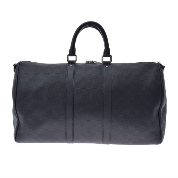 Louis Vuitton Handbags - LOUIS VUITTON Infini Keepall Bandouliere Black Leather Bag